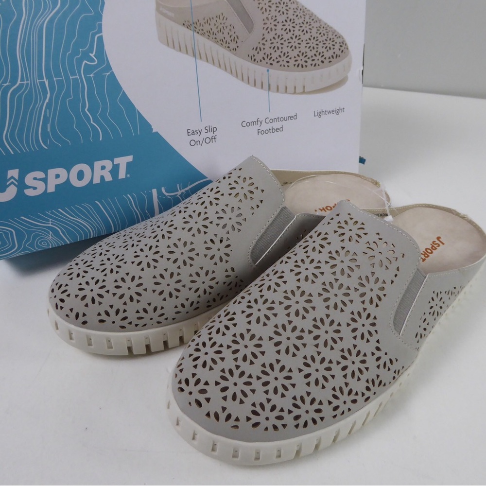 JSport Slip On Mules Floral Mesh Perforated Upper Lightweight Shoes NIB Jambi